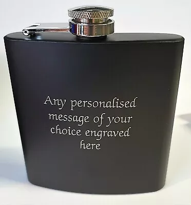 £5.50 • Buy Personalised Black 6oz Hip Flask Engraved Wedding Usher Best Man Birthday Gift 