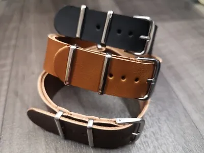 Leather Watch Strap Band G10 Zulu Military Diving Leather Strap 18mm 20mm 22mm  • £4.29