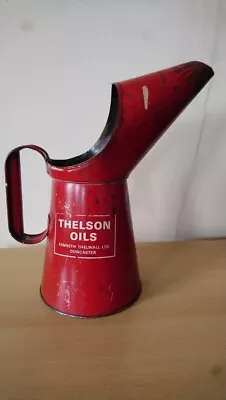 Vintage Red Thelson Oils Quart Oil Pourer Jug Kenneth Thelwall Ltd Doncaster • £50