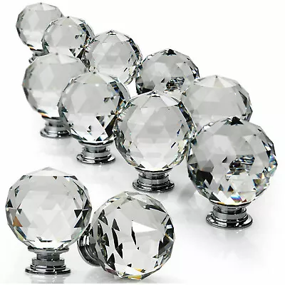 Clear Crystal Diamond Glass Door Knobs Cupboard Drawer Furniture Handle Cabinet • £4.95