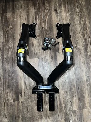 $45 • Buy DUAL ARM TV LCD MONITOR DESK MOUNT BRACKET ARTICULATING SWIVEL GAS SPRING 27in