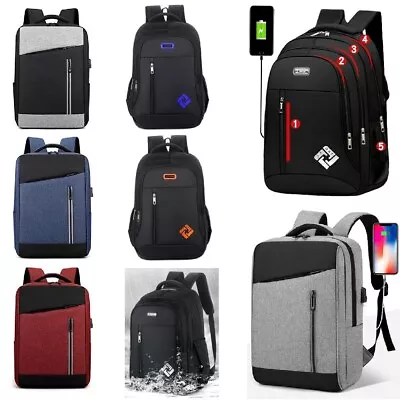 Men's Waterproof Laptop Bag Backpack Travel Rucksack School W/ USB Charging Port • $15.40