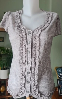 £6 • Buy PER UNA Silver Grey Sparkle Shiny Metallic Top Size 12