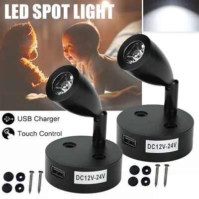 2x LED Spot Reading Light Touch Switch USB Camper Van Caravan Boat Motorhome AU • $29.99