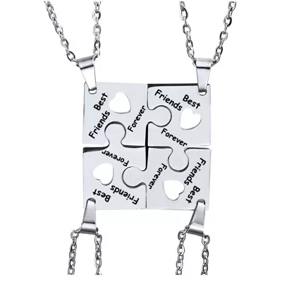 4pcs Friendship Puzzle Necklace Couples Key Charm Stitching Friendship Necklace • $8.70