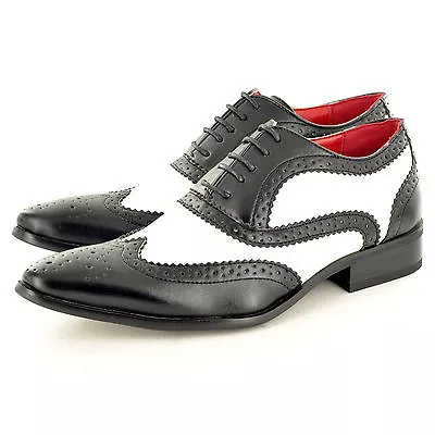 Mens Black  Brown White Funky Pointed Winkle Pickers Brogue Shoes UK Sizes 6-12  • £29.99