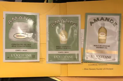 L'Occitane Amande Samples Pack Of 3 - Milk Concentrate Skin Oil Shower Oil • $5.75