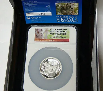 $397 • Buy NGC PF69 Ultra Cameo 2013-P Australia $8 Koala High Relief 5 Oz .999 Fine Silver