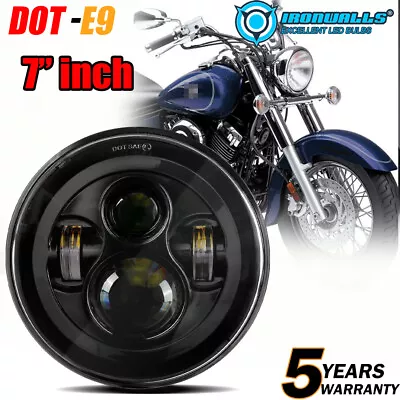 $29.99 • Buy 7 Inch Black LED Headlight Hi/Low Beam Fit For Yamaha VStar XVS 650 1100 Classic