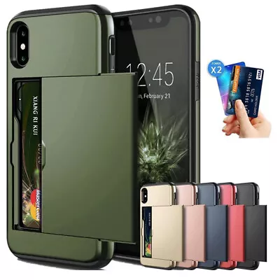 Card Case For IPhone 6 6S 7 8 Plus 11 12 13 14 15 Pro X XR XS Max Hard PC Cover • $10.69