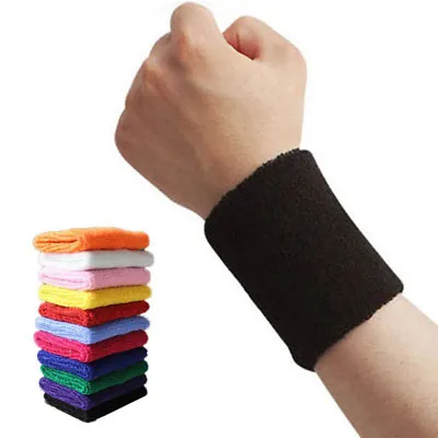 2x Sports Wrist Sweat Bands Wristbands Unisex 80s Fitness Sweatbands Gym Tennis • £2.05