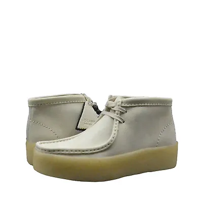 Women's Shoes Clarks WALLABEE CUP BOOT Lace Up Moccasins 68988 WHITE NUBUCK • $90