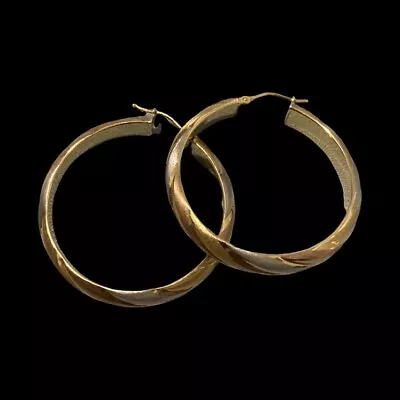 14K Milor Tri Color Gold Hoop Earrings Italy (5.6MM THICK N 38MM) • $165