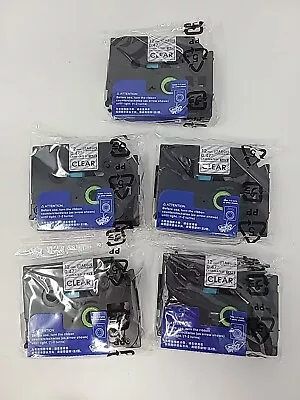 5 PK Black On Clear Label Tape For Brother TZe-131 TZ-131 PT-1280 P-touch 12mm • $11.99