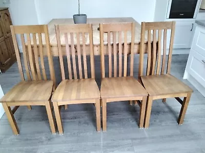 Solid Oak Dining Chairs X 4 • £100