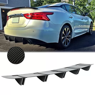 For Nissan Maxima Sedan Carbon Rear Bumper Lip Diffuser Shark Fins Wing Spoiler • $45.11