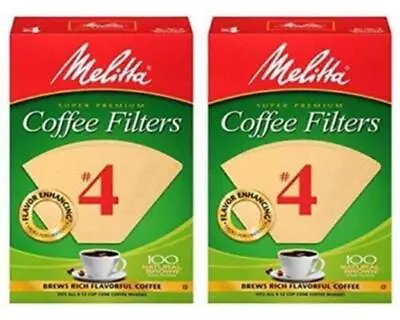 Melitta #4 Coffee Filters Natural Brown 2 Pack Of 100 Filters.    • $12.86