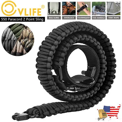 Tactical 550 Paracord Rifle Gun Sling 2 Point With Swivels For Hunting & Outdoor • $8.45