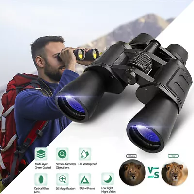 Military Zoom 20X50 HD Powerful Binoculars Day/Low Night Optics Hunting Outdoor • $26.39