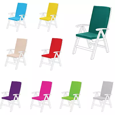 Highback Garden Dining Chair Cushion Seat Pads Tie On Outdoor Removable Cover • £21.97