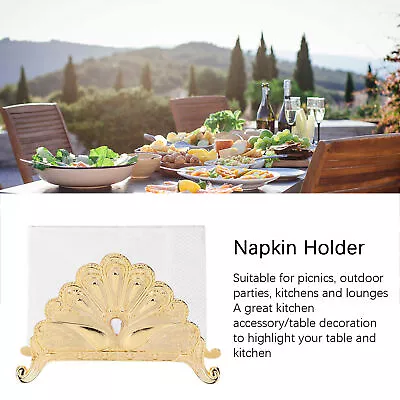 Retro Serviette Holder Table Napkin Rack Tissue Dispenser Ornaments(Gold) XAT • £13.45