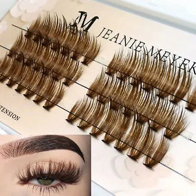 False Colored Eyelashes Natural Brown Grafting Segment Premade Cluster Lashes • £4.85