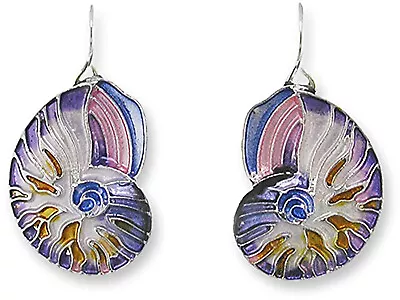 Paul Brent Nautilus Shell Enamel Dangle Earrings By Zarah • $24.99