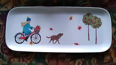 Laura Ashley Melamine Serving Tray Autumn  Storm  Beautiful  Dog Leaf Rare Nwt • £24.99