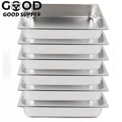 6 Pack Full Size 4  Deep Stainless Steel Steam Prep Table Buffet Food Pan Hotel • $35.15