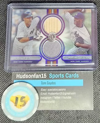 Derek Jeter Mariano Rivera 2024 Topps Tribute Dual Relic Bat Jersey Purple 4/50 • $64.99