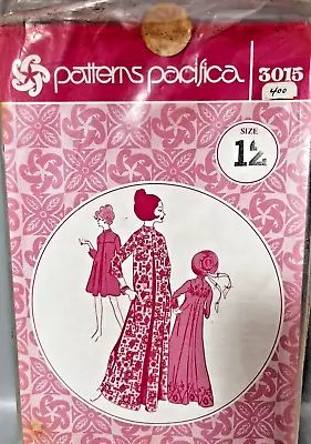 VTG PATTERNS PACIFICA Pleated Front MuuMuu Hawaiian Pattern SEALED  SZ 12 3015 • $9.99