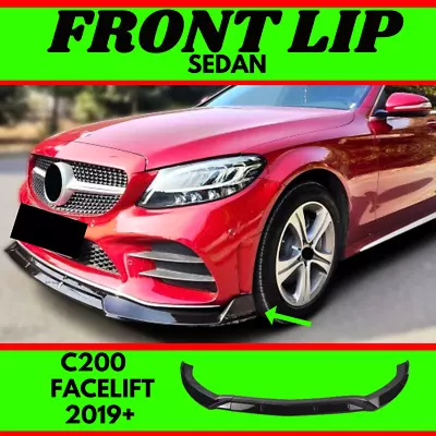 Gloss Black Front Lip Bar For Mercedes Benz C200 FACELIFT 2019+ Splitter Bumper • $249.99