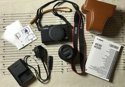 BUNDLE: CANON EOS M200 Mirrorless 15-45mm Lens Carry Case &Tripod MINT Condition • £400