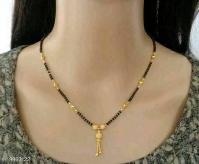 $12.95 • Buy Indian Mangalsutra Garnet Necklace Black Bridal Beads Ethnic Traditional Jewelry