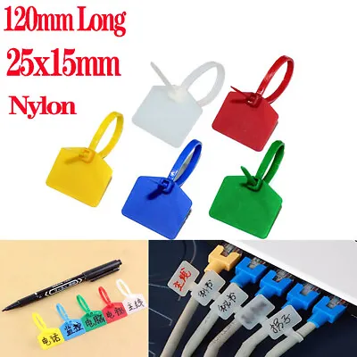 £1.55 • Buy 25x15mm Cable Marker Tag Self-Locking Label Zip Tie Network Cord Wire Multicolor