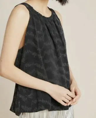 NEW Anthropologie S Women's Black Silver Carly Shimmer Tank Top Flowy Blouse  • $31.79