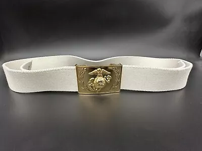 Usmc Us Marine Corps Staff Nco Parade & Ball Dress Blues White Belt With Buckle • $69.99