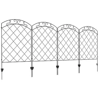 Outsunny 4PCs Decorative Garden Fencing 43in X 11.4ft Steel Border Edging Swirls • £68.99