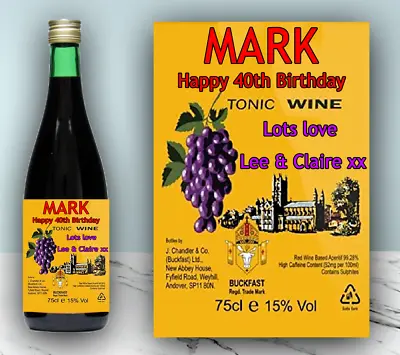 £2.97 • Buy Personalised Buckfast Label Birthday Celebration Groom Gift Wine Sticker 