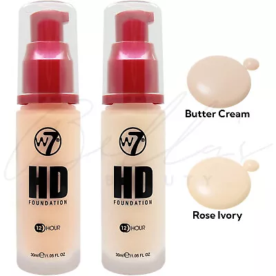 W7 HD 12hr Pump Long Lasting Rich & Creamy Foundation 30ml *CHOOSE SHADE* • £5.99