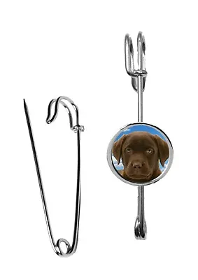 Choc Labrador Dog Dome Kilt Pin Scarf  Brooch Pin 3  7.5 Cm Codey15 Personalised • £8.95