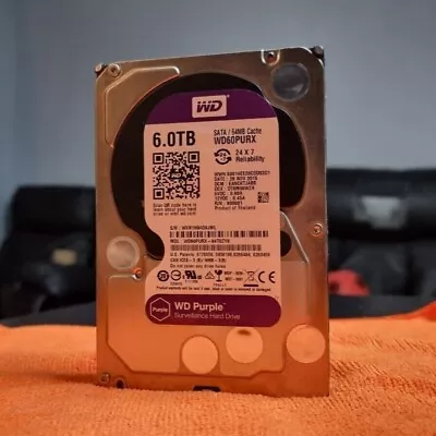 6TB WD Purple Surveillance CCTV 3.5  SATA Internal Hard Drive PC HDD WD60PURZ • £75