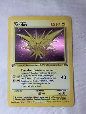 Pokémon TCG Zapdos Fossil 15/62 Holo 1st Edition Holo Rare HP DMG • $48