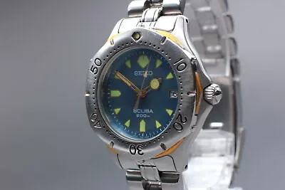 [Exc+5] Seiko Scuba 7N35-6070 200m Diver Quartz Mens Vintage Watch From JAPAN • $89.90