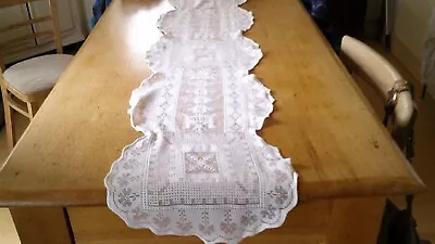 Vintage Cotton Lace Table Runner - 13 X 56 Inches • $14.94