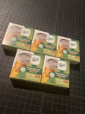 $29.99 • Buy BALL Regular Mouth Jar Canning Lids - 5 Boxes - 60 Total Lids - FAST SHIPPING