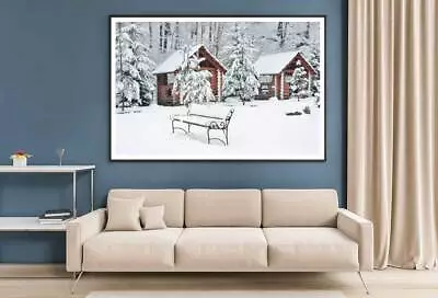 Wooden House & Snowy Winter Field Print Premium Poster High Quality Choose Sizes • $29.95