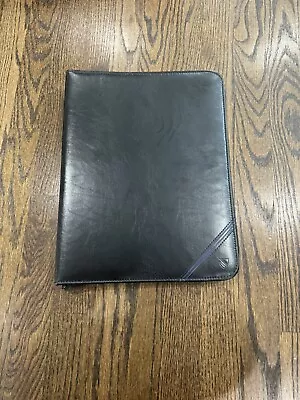 Cambridge Classic Leather Padfolio 3 Ring Binder Zip Around Notepad Black • $14