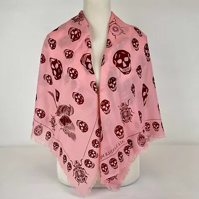 $328.07 • Buy Alexander McQueen Pink Modal Foulard W/Creature Of Paradise Print 538987 5873