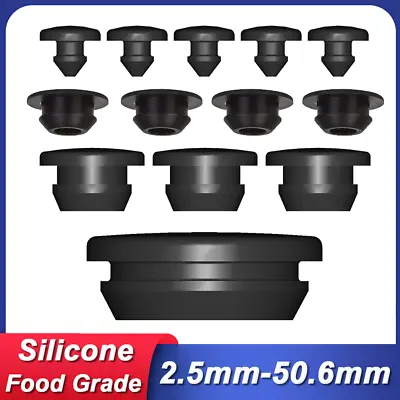 Black Snap-On Hole Plug Silicone Rubber Blanking Seal Bung Pipe Tube 2.5-50.6mm • $2.25